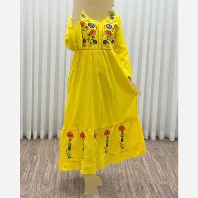 پیراهن گلدوزی هندی بلند نخی واردتی فری سایز